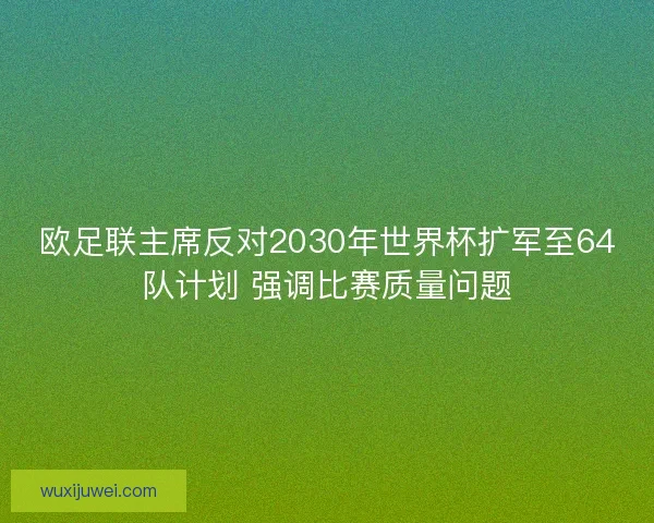 欧足联主席反对2030年世界杯扩军至64队计划 强调比赛质量问题